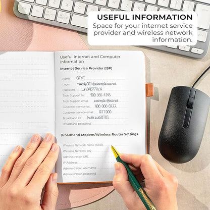 Clever Fox Password Book with Alphabetical tabs. Internet Address Organizer Logbook. Medium Password Keeper for Website Logins (Orange)