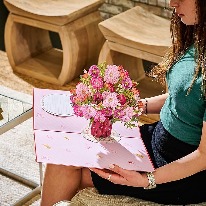 Paper Love HugePop 3D Love You Bouquet Pop Up Card, with Detachable Paper Flower Bouquet, Gift for Birthday, Anniversary, Wedding, All Occasion - Jumbo 10" x 14" Cards - Includes Envelope and Note