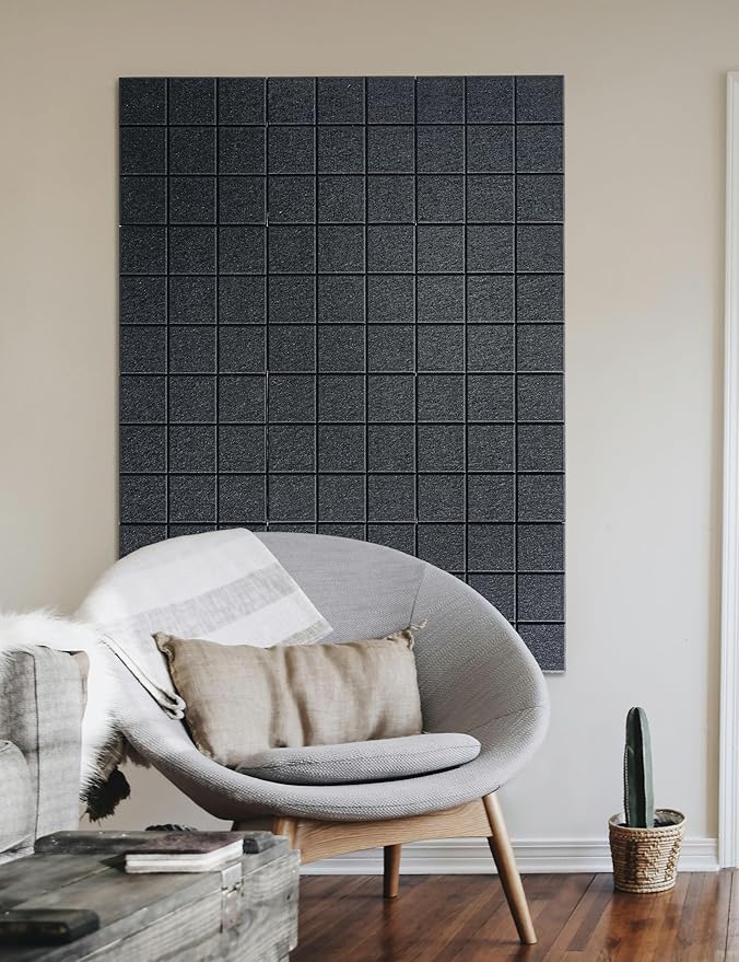 Large Cork Board for Wall 48" X 36", 12 Pack Felt Wall Tiles Bulletin Board Cork Boards for Walls, Felt Board Pin Board Tack Board Corkboard for Office (Black)