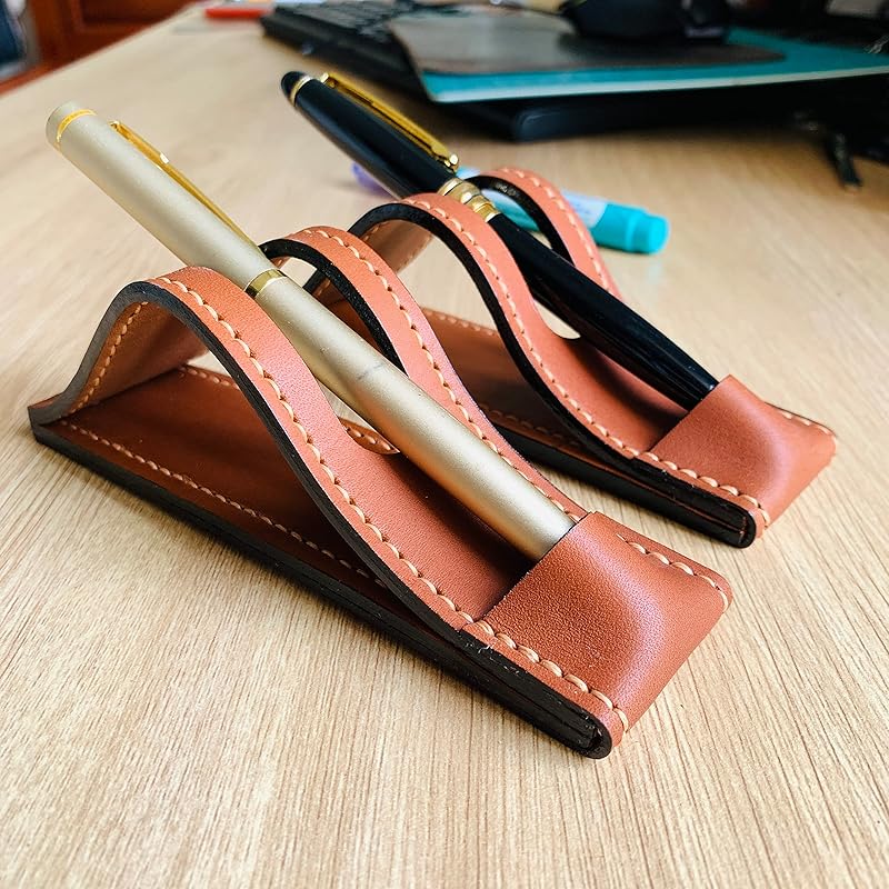 Leather Fountain Pen Stand, Leather Pen Holder Office Pen Stand Gift for Boss, Husband, Wife, Friends or coworker, Leather Pen Stand for Desk gift for him her