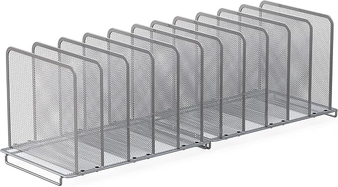 Simple Houseware 5 Section Upright File Sorter Organizer, Silver - 2 Pack