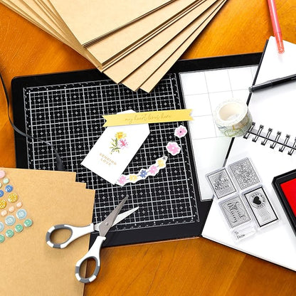 Cardstock 12 x 12 Paper Pack - 65lb Smooth Card Stock for Crafts, Cardmaking, Art Projects - 50 Square Scrapbook Sheets - Double Sided with Solid Core, Kraft