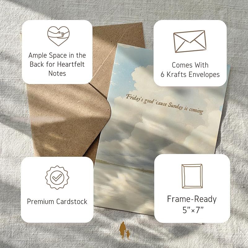 Religious Easter Cards for Framing & Gifting (5”x7") - Empty Tomb Easter Art Print, Single Sided Christian Greeting Cards with Envelopes & Writting Space, Religious Easter Home Decor (Set of 6)