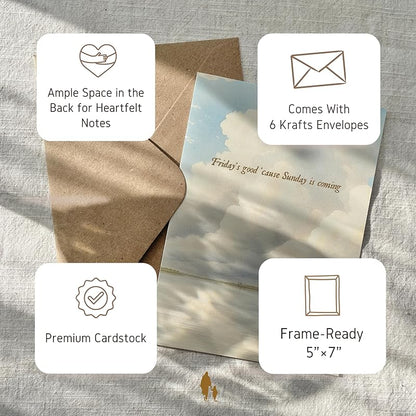 Religious Easter Cards for Framing & Gifting (5”x7") - Empty Tomb Easter Art Print, Single Sided Christian Greeting Cards with Envelopes & Writting Space, Religious Easter Home Decor (Set of 6)