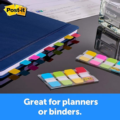Post-it Tabs, 625 in Solid, Aqua, Lime, Yellow, Red, 10/Color, 40/Dispenser (676-ALYR) (Pack of 2)