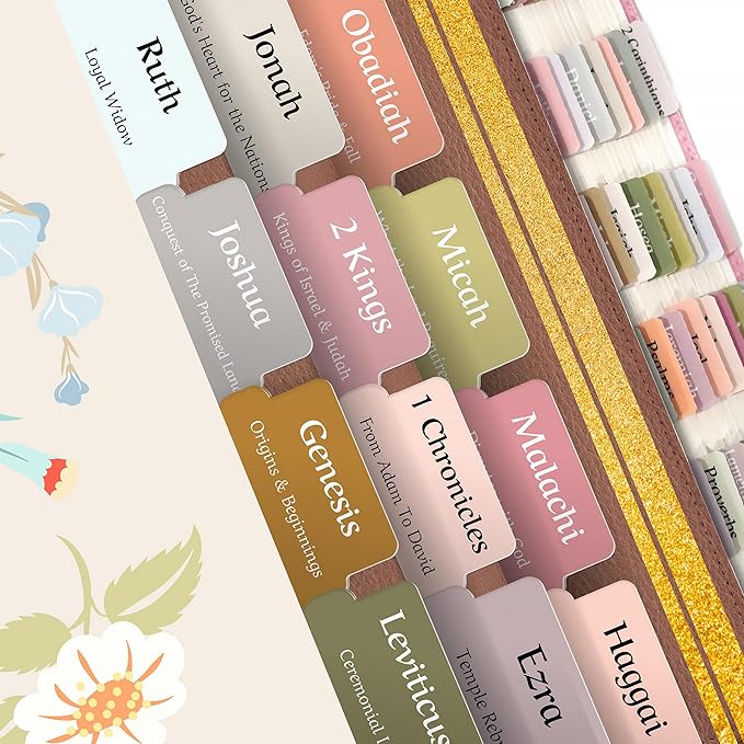 Bible Tabs for Study Bible, New & Old Testament Tabs Matte Laminated Bible Book Tabs Bible Journaling Supplies for Women(Large Print, Easy to Read) (Boho)