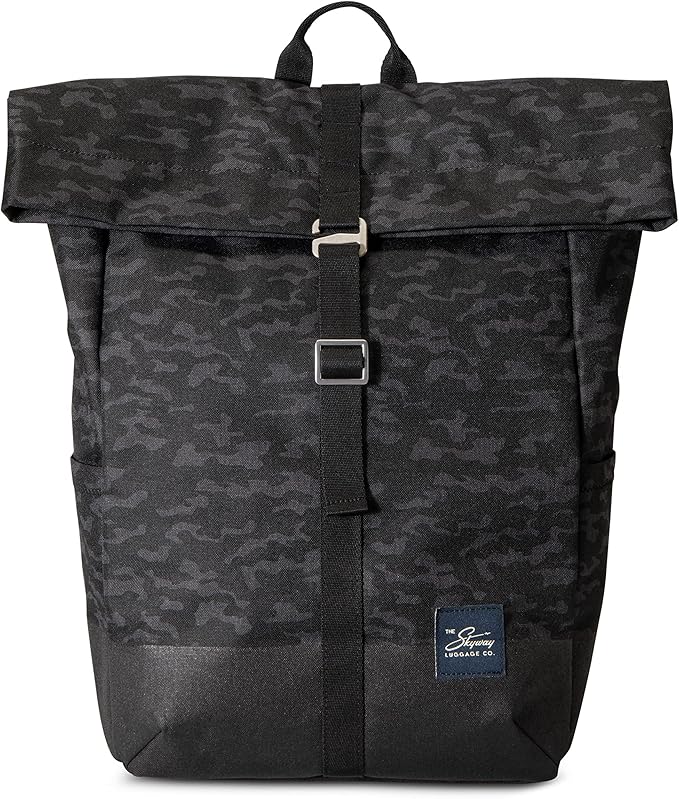 Skyway Luggage Rainier Rolltop Commuter Casual Daypack for Work or Hiking, Eco-Friendly, Made of 100% rPET Travel Laptop Bag for Women & Men, 20L, Kohala Black