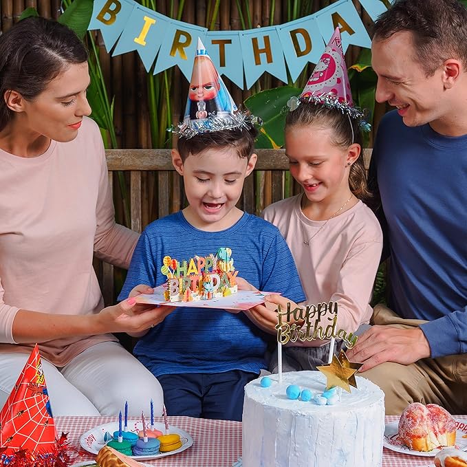 Paper Love Happy Birthday Pop Up Card, Dinosaurs, For Adults and Kids - 5"x7" Cover - Includes Envelope and Note Tag