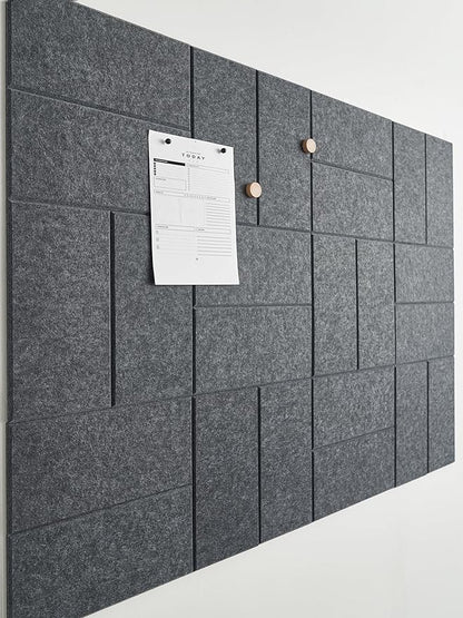 Large Cork Board for Office - Pack of 24 - Black Felt Board Alternative - Felt Bulletin Board Tiles for Office Wall Decor, Push pin Board Wall Organizer for Office (Charcoal Gray)