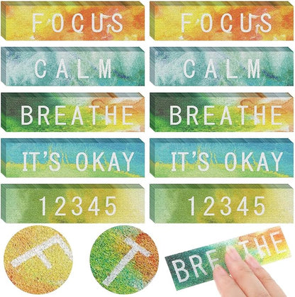 Crtiin 80 Pcs Anxiety Sensory Stickers with Inspirational Quotes Calm Textured Strips Relief Mental Health Stickers School Office Adhesive Sensory Tape Anti Stress Toys for Adults Teens (Dazzling)