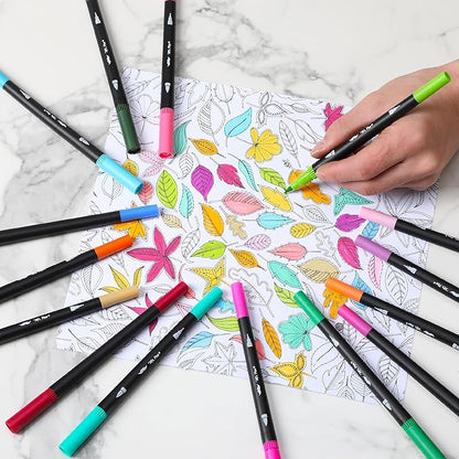 Mr. Pen- Dual Tip Brush Pens, 24 pcs, Assorted Color, Fine & Brush Tip Markers, Markers for Adult Coloring, Coloring Markers for Adults, Adult Coloring Markers, Brush Markers, Dual Tip Markers
