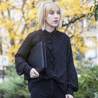 Cossini Black Superior Vegan Leather Business Portfolio with Zipper – Padfolio All-in-One. Smartest Protective 10.1 Inch Tablet Sleeve, Presentation Slot, Solar Calculator, Card Storage, Writing Pad