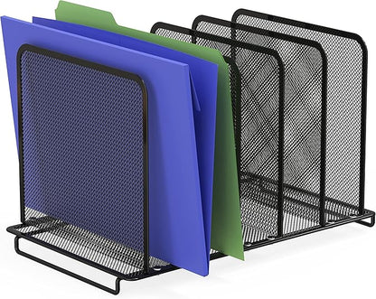 Simple Houseware 5 Section Expandable Upright File Sorter Organizer, Black