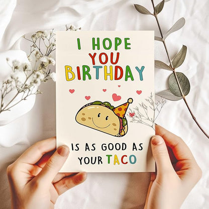 Funny Birthday Card for Men, Happy Birthday Gift for Husband, Boyfriend, Him, Humor Taco Bday Decorations Ideas