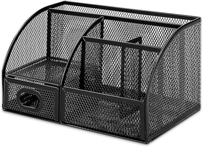 Amazon Basics Mesh Pen Holder and Organizer, Black, ‎9.1" x 5.9" x 5.5''
