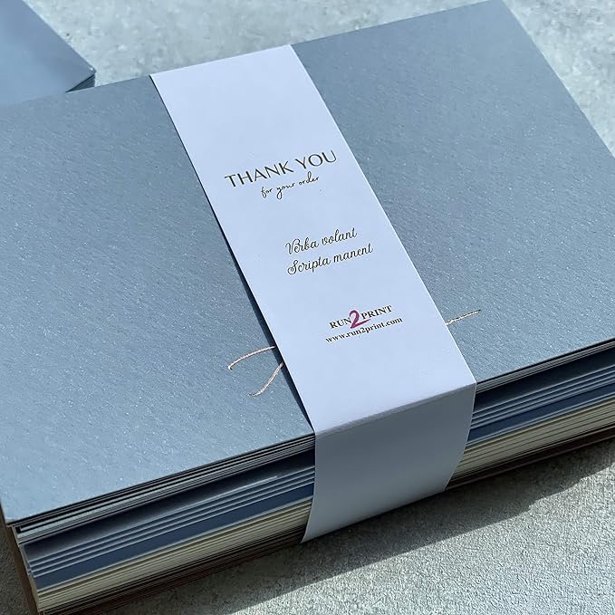 RUN2PRINT Thank You Cards, 36 Pieces, Dusty Blue Color, Peel & Seal Envelopes, Self-Sealing Adhesive, Matching Stickers Included