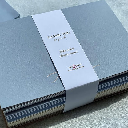 RUN2PRINT Thank You Cards, 36 Pieces, Dusty Blue Color, Peel & Seal Envelopes, Self-Sealing Adhesive, Matching Stickers Included