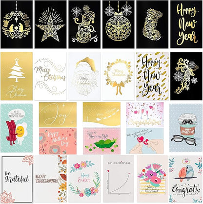 100 All Occasion Greeting Cards- 100 Eye Catching Designs with Organizer Box- Friendship /Anniversary Cards, BFF Cards, Thanks Cards, Wedding Cards & More- 4 x 6 with 100 Envelopes