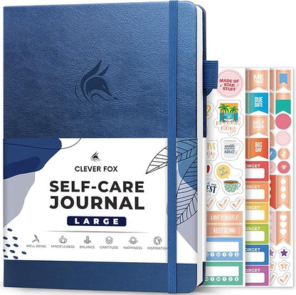 Clever Fox Self-Care Journal – Wellness & Daily Reflection Notebook – Mental Health & Personal Development Journal – Self-Care, Meditation & Mood Journal for Women & Men – Large (Mystic Blue)