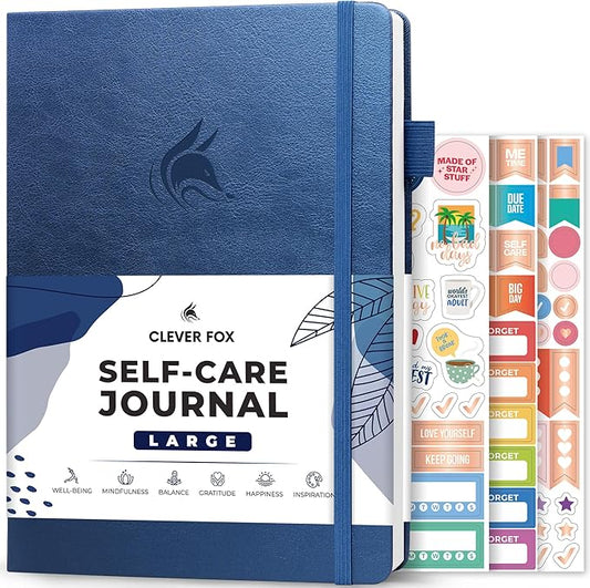 Clever Fox Self-Care Journal – Wellness & Daily Reflection Notebook – Mental Health & Personal Development Journal – Self-Care, Meditation & Mood Journal for Women & Men – Large (Mystic Blue)