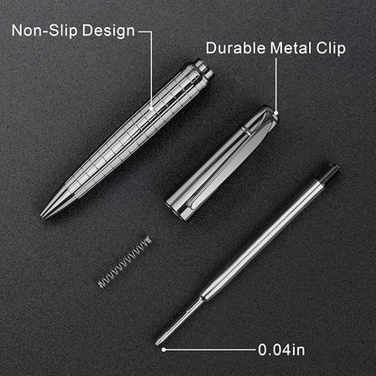 Cambond Ballpoint Pens Black Pens - Bulk Pens Metal Pen for Journaling Gift Business Men Police Flight Attendants 1.0 mm Medium Point Nice Pens, 3 Pens with 6 Refills (Sliver)
