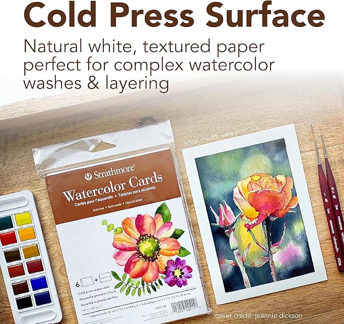 Strathmore Watercolor Cards, 5x6.875 inches, 100 Pack, Envelopes Included - Blank Greeting Cards for Weddings, Events, Birthdays