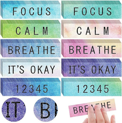 80 Pcs Anxiety Sensory Stickers with Inspirational Quotes Calm Textured Strips Relief Mental Health Stickers School Office Adhesive Sensory Tape Anti Stress Toys for Adults Teens (Bright)