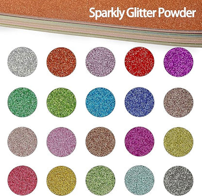 Simetufy Glitter Cardstock, 40 Sheets in 20 Colors, Premium Cardstock for Cricut, Crafts and DIY Projects, Sparkly Paper for Card Making, 250 GSM