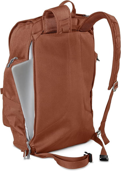 Skyway Luggage Rainier Weekender Backpack, Eco-Friendly, Made of 100% rPET Travel Laptop Bag for Women & Men, Flight Approved Carry On Bag, 43L, Moab Red