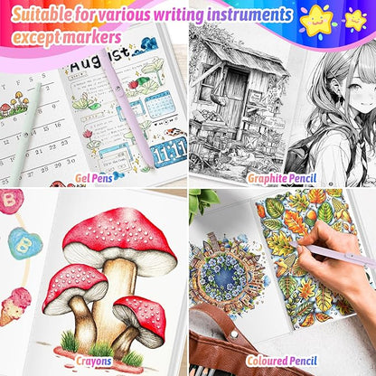 2-Pack Hardcover Blank Books, 60 Pages 6"x8" Blank Note for Kids to Write Stories, 100GSM DIY Calendar Hard Notebooks, White Writing Drawing Sketchbook Bulk, Scrapbook Journal Office School Supplies