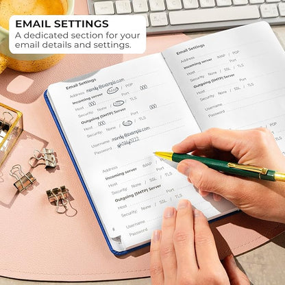 Clever Fox Password Book with Alphabetical tabs. Internet Address Organizer Logbook. Medium Password Keeper for Website Logins (Royal Blue)