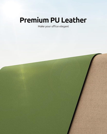YSAGi Leather Desk Protector, Office Mat, Large Mouse Pad, Non-Slip PU Leather Blotter, Laptop Desk, Waterproof Writing Pad for Office and Home (Green, 31.5" x 15.8")
