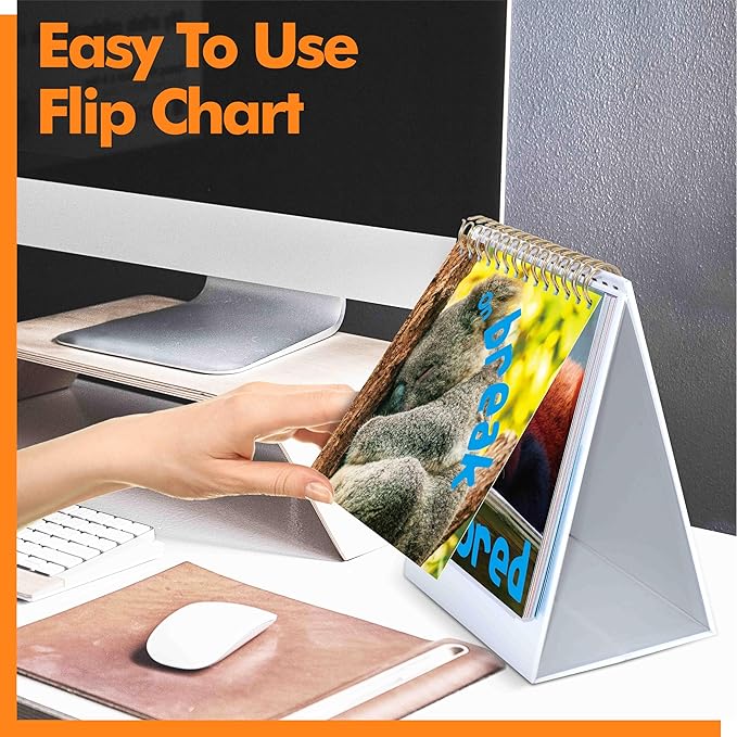40 Pages Funny Desk Sign, 34 Different Fun and Flip-Over Messages plus 6 Erasable Blank Pages, Funny Desktop Flip Book for Office Gifts Desk Accessories (Animal Design)