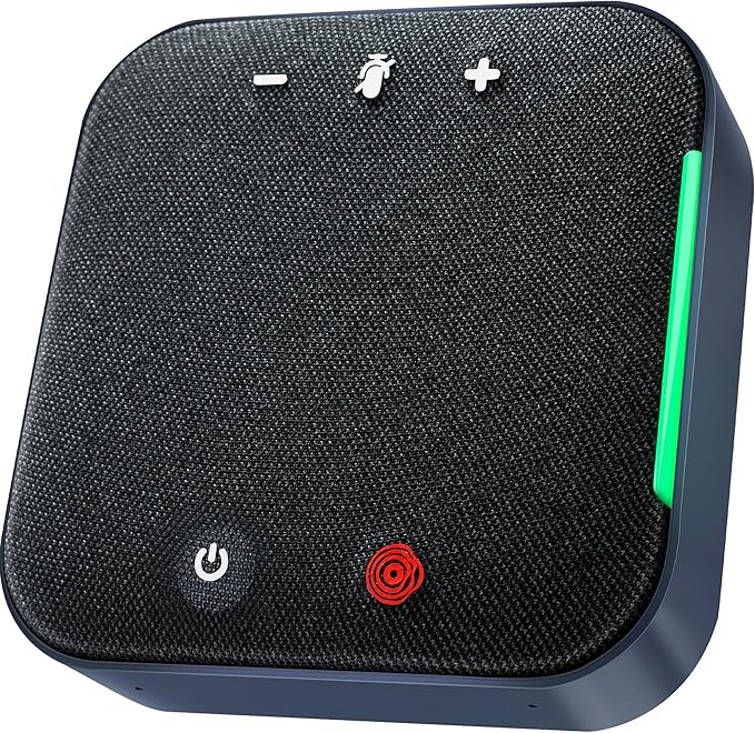 Conference Speaker and Microphone Bluetooth Speakerphone with 4 Mics,USB C,360°Voice Pickup & Dual Noise Cancelling Conference Room Microphone for Work/Teams/Zoom/Home Office