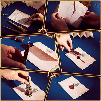 Harry Potter Gifts Writing Set Wand Pens Stationery Set Keepsake Box Wax Seal Stamp Vintage Letter Paper Marauders Map Hermione Wand Kids Teens Adults