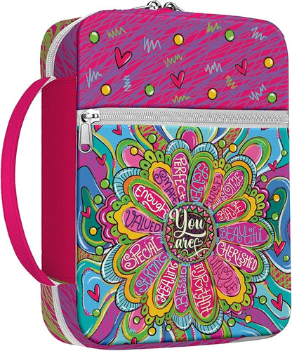 Colorful Floral Bible Cover, Bible Cover Bag With Bookmarks Handle Pockets, Bible Bag Portable For Women, Gifts for Christmas Christian