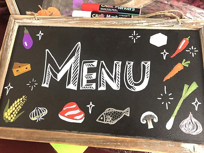 8 White Chalk Markers - Double Pack of Both Fine and Reversible Medium Tip Liquid Chalk Pens Wet Erasable for Menu Boards, Windows, White Boards, Classrooms, Mirrors, Non-Porous Chalkboards, Metal