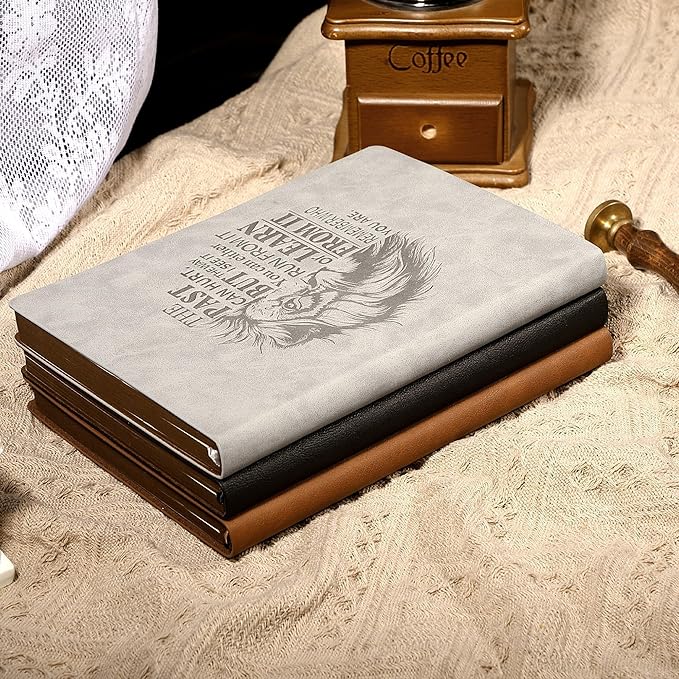 Leather Journal for Men Soft Cover 256 Pages Lined Journals for Writing A5 Lion Journaling Notebooks Vintage Inspirational Diary, 5.7" x 8.3", Grey