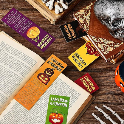 Gueevin 60 Pieces Halloween Bookmarks Pumpkin Bible Verses Bookmarks Christian Bookmarks Religious Book Markers for Women Girl Book Lovers Church Baptism Christian Halloween Gifts