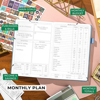 GoGirl Budget Planner – Monthly Financial Planner Organizer Budget Book. Expense Tracker Notebook Journal to Control Money, Compact (Light Blue)