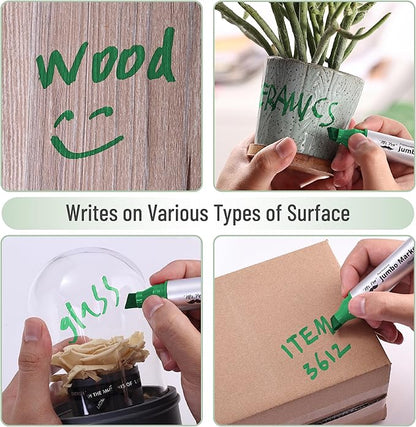 Mr. Pen- Jumbo Permanent Markers, 4 Pack, Green, Chisel Tip, Large, Huge Poster Markers