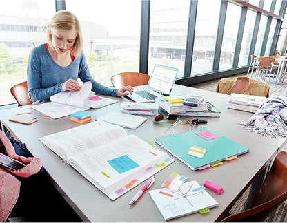 Post-it Page Markers, Assorted Colors, 1/2 in x 2 in, 50 Sheets/Pad, 5 Pads/Pack (670-5AF)