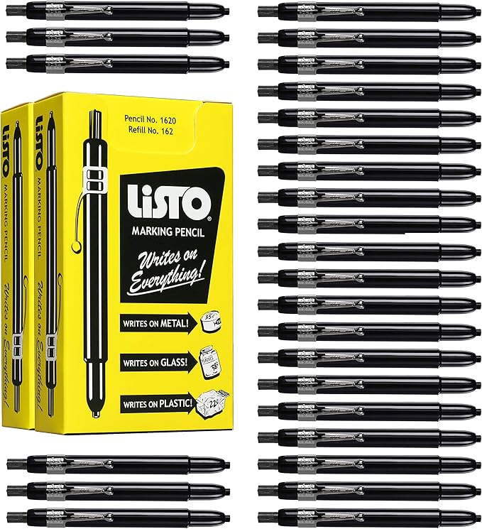 Listo 1620 BLACK COLOR - China Markers/Grease Pencils/China Marking/Pencils/Wax Pencils - Made in USA (24)