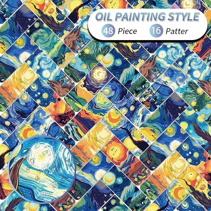 48 Pieces Magnetic Bookmarks Magnet Page Markers - Book Marks for Reading Women & Men with Storage Boxes - Cute Magnet Bookmark Clips for Reading Pleasure（Oil Painting）