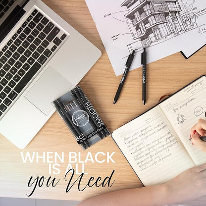 Loddie Doddie Gel Pens for Journaling & Note Taking - Black 8-Pack, 0.7 mm Medium Point, Smooth Writing, No Smudge, No Bleed Retractable Pens