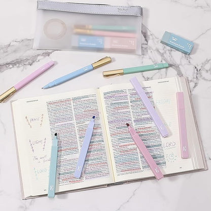Mr. Pen- Aesthetic Highlighters and Pens No Bleed, 12 Pack, Morandi Color Bible Highlighters for Bibles, Bible Pens