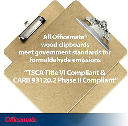 Officemate Recycled Wood Clipboard, 6 Inch Clip, 2 Pack Clipboard, Letter Size (9 x 12.5 Inches), Brown (83100)