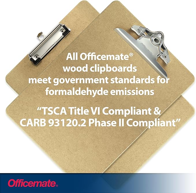 Officemate Recycled Wood Clipboard, 6 Inch Clip, 1 Pack Clipboard, Letter Size (9 x 12.5 Inches), Brown (83100)