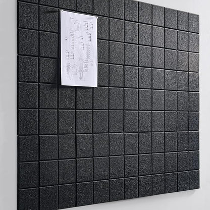 Large Cork Board for Wall 48" X 36", 12 Pack Felt Wall Tiles Bulletin Board Cork Boards for Walls, Felt Board Pin Board Tack Board Corkboard for Office (Black)