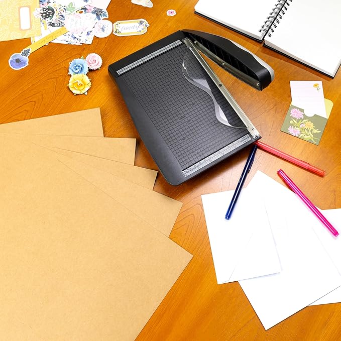 Cardstock 12 x 12 Paper Pack - 65lb Smooth Card Stock for Crafts, Cardmaking, Art Projects - 50 Square Scrapbook Sheets - Double Sided with Solid Core, Kraft